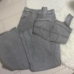 EMODA ハイウエストルーズワイドデニムパンツ　セットアップ モード ビスチェ