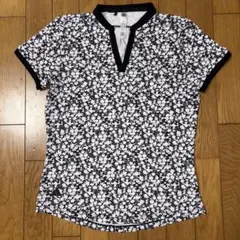 美品　アディダス　総柄　花柄　半袖ゴルフシャツ S レディースゴルフウェア