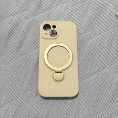 iPhone 15 専用 スマホケース リング付き ベージュのサムネイル