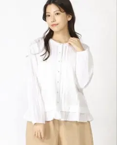 サマンサモスモス 裾フリルピンタックレースブラウス　SM2 新品タグ付き