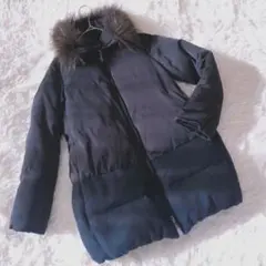 INDIVI インディヴィ　ラクーンファー　切り返し　M 黒　ブラック　ツイード