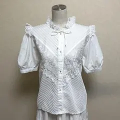 vintage フリル リボン刺繍ブラウス ガーデンコアのサムネイル