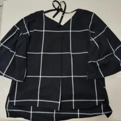 チェック柄五分袖ブラウス