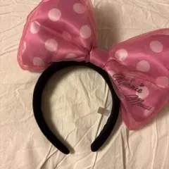 ディズニー カチューシャ リボン 水玉 ピンク