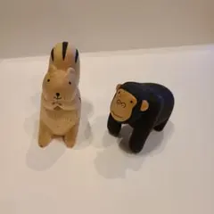木製動物リスとゴリラぽれぽれ動物リスとゴリラ　ポレポレ置物T-Labティーラボ