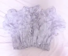 evelyn ラメフリル花柄OP ブルー