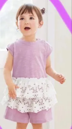 GUbaby レースコンビT セットアップ　90 女の子ベビー夏服　上下セットのサムネイル