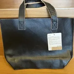 牛革ブラック手さげバッグ