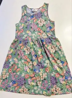 H&M 花と蝶プリント ノースリーブワンピース 130cm