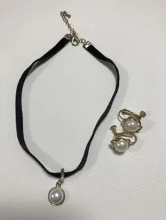 値下げしました！☆パールチョーカーパールイヤリングセット♪