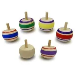 コマ⋆独楽　新品　木製　逆立ちコマ　６個セット　６色各１個　 博進社　国産品