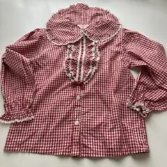 美品】1点物レア 8.2はちてんに ギンガムチェック ハンドメイド 半袖 