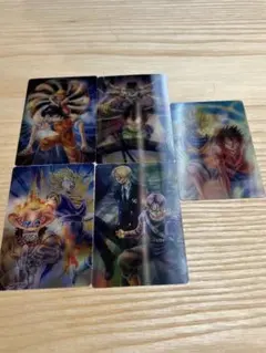 【コンプ】ジャンプ40周年3Dカード5枚セット　ドラゴンボール×ワンピースコラボ