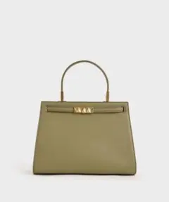 CHARLES & KEITH メタリック プッシュロックトラペーズバッグ