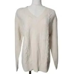 【GU/ジーユー】ニット セーター【M】白系 Vネック 秋冬