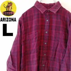 USA古着 ARIZONA　ネルシャツL　ワインレッドブラック　オンブレチェックのサムネイル