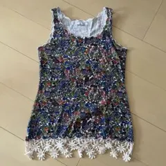 BarNDooR バーンドア 花柄タンクトップ レース付き