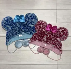 希少品】 ディズニー ファンキャップ ヒョウ柄 ピンク ブルー