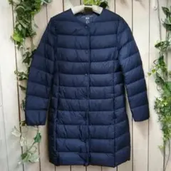 MK472★美品UNIQLO ウルトラライトダウンロング ネイビー★サイズXS