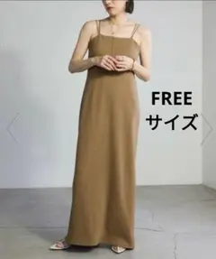 select MOCA ダブルストラップカップ付きリブキャミワンピース FREE