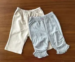 ★夏物SALE★西松屋 90㎝ レギンス ２枚 グレー 水玉 ベージュ 無地のサムネイル
