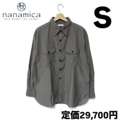 S ナナミカ 定4万 ユーティリティーシャツ 長袖シャツ ビッグシルエット M ナナミカ 定4万 ユーティリティーシャツ 長袖シャツ ビッグ