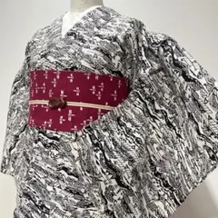綿絽のゆかた 笹模様 薄墨 きもの兼用柄 - メルカリ