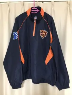 703 NFL シカゴベアーズ　刺繍　袖ライン　切替　ナイロンジャケット　紺 703 NFL シカゴベアーズ 刺繍 袖ライン 切替 ナイロンジャケット