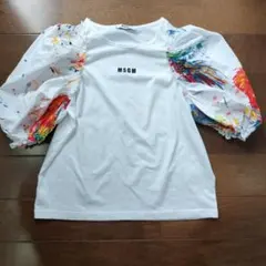 美品　MSGM KIDS パフスリーブ ペイント柄 Tシャツのサムネイル
