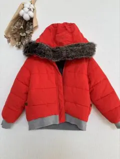 プチバトー ダウンジャケット　アウター　オレンジ　6ans 114cmファー付き
