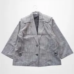 大きいサイズ テーラードジャケット 肩パット レトロ 新品タグ付 日本製 薄手