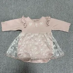ベビー ロンパース チュールスカート風 長袖 ピンク レース 70