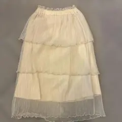 ZARA3段フリルチュールスカート シフォン