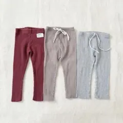 ベビーリブレギンス3枚セット90 韓国子供服 キッズパンツ スパッツ 保育園着
