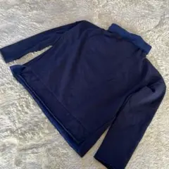 裏起毛　トップス　ネイビー　ハイネック