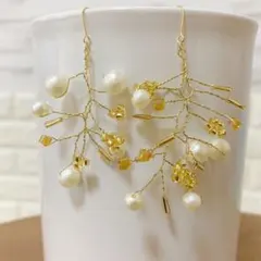 パールピアス ゴールドピアス ビーズピアス