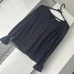 プロポーションボディドレッシング　Vネックドットブラウス　長袖