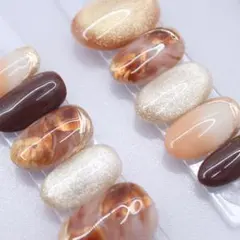 1097ネイルチップSサイズ 大人可愛い ニュアンス べっ甲風 上品 マグネット