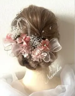 【銀箔付】♪ピンク髪飾り♪アメリカンフラワー♪成人式♪結婚式♪りぼん♪七五三のサムネイル