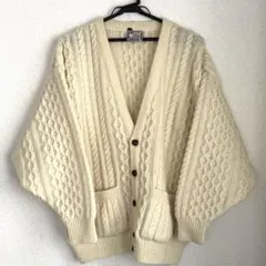 美品　イングランド アイボリー ケーブルニット カーディガン　メンズ　L くるみ