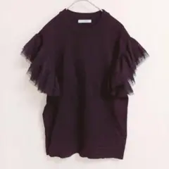 le. cœur blanc ルクールブラン 半袖ニット 袖フリル 華やか Mのサムネイル