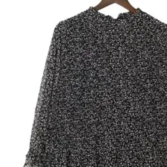 【極美品】花柄ロングワンピース バンドカラー 小花柄 上品 大人フェミニン M