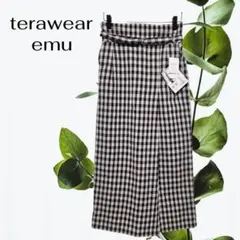 しまむら ロングタイトスカート【M】ギンガムチェック ベルト ウエストゴム