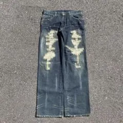 あ*）様 【激レア ヴィンテージ品】ダメージ加工 フレアデニムパンツ