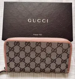 【人気商品】GUCCI GGキャンバス ラウンドファスナー長財布 ピンクのサムネイル
