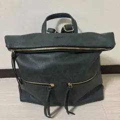 美品 FIRANO フィラノ 口折れ フェイクレザー リュック グリーン 深緑