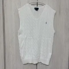 Ralph Lauren☆ラルフローレン☆ニットベスト☆ケーブル編み☆白☆M相当