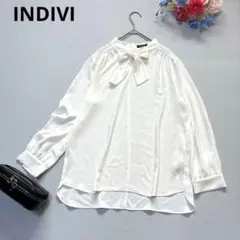 INDIVI インディヴィ ボウタイ リボンブラウス 白 38 M 長袖のサムネイル