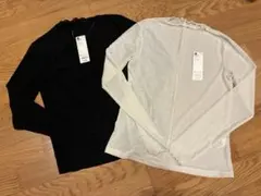 新品未使用品　GU シアーボトルネックT ブラック ホワイト 2色セット M