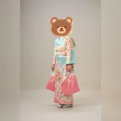 着物 振袖 成人式用 水色 ピンク 花柄 京都きもの友禅